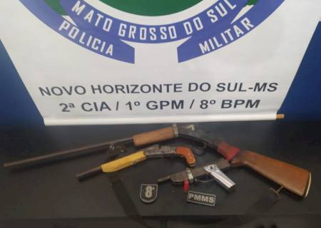 Homem acionada PM para averiguar furto e acaba preso com armas de fogo ilegais em Novo Horizonte do Sul